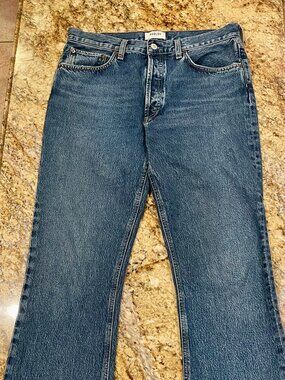 AGOLDE Relaxed Boot Cut Jeans With Fray Hem Button Fly Size 29 Casual Party Work
